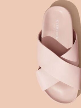 $118 Everlane Women’s Pink All Leather Slide Sandals Neutral Minimalist 5